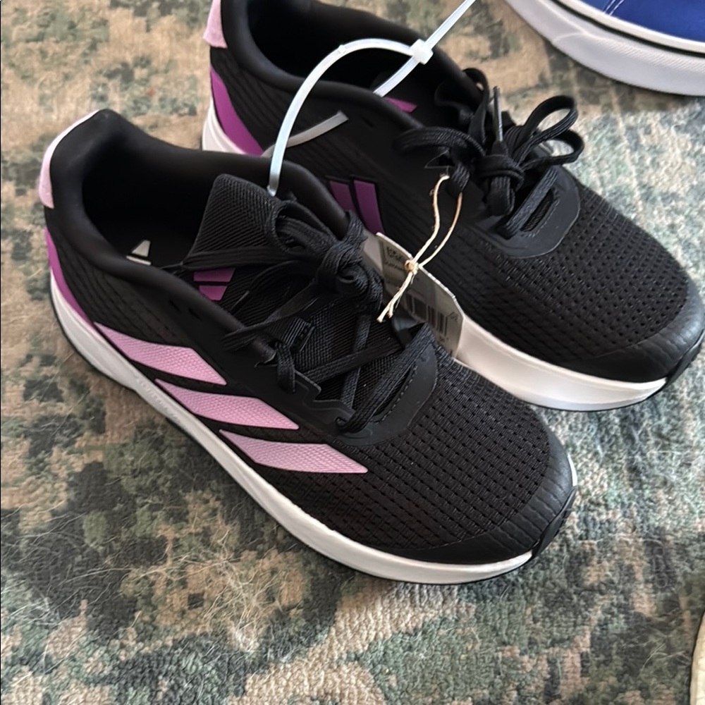 Adidas Black and Pink Sneakers with Cushioned Sole